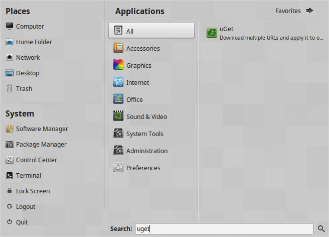 Start uGet Download Manager