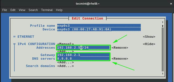 Configure IP Network Connection