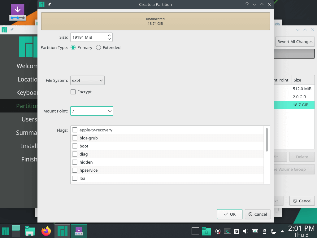 Create Root Partition