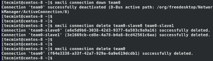 Delete Team Network Interfaces