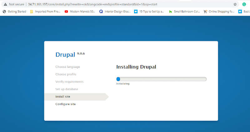 Drupal Installation Progress