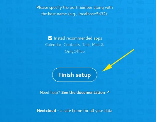 Finish NextCloud Setup