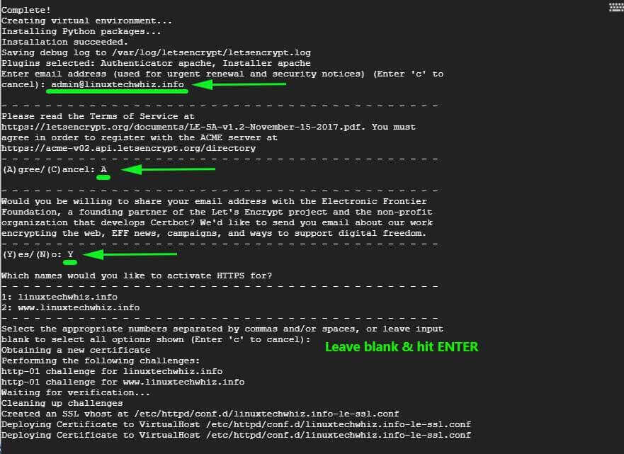 Let's Encrypt SSL Certification Installation on Domain