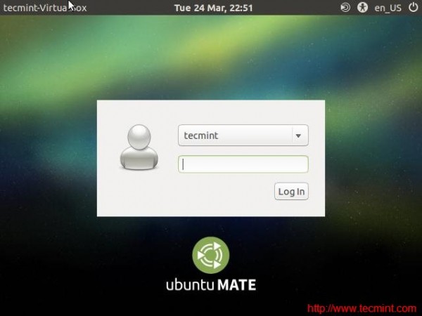 Ubuntu Mate Login Screen