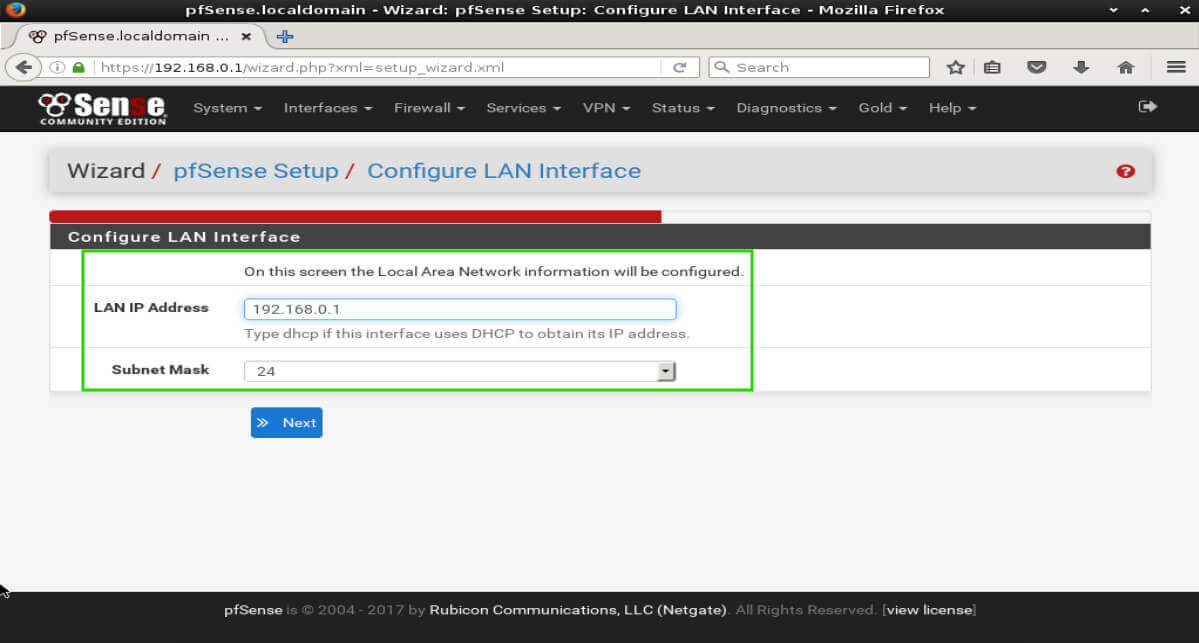 pfSense LAN Configuration