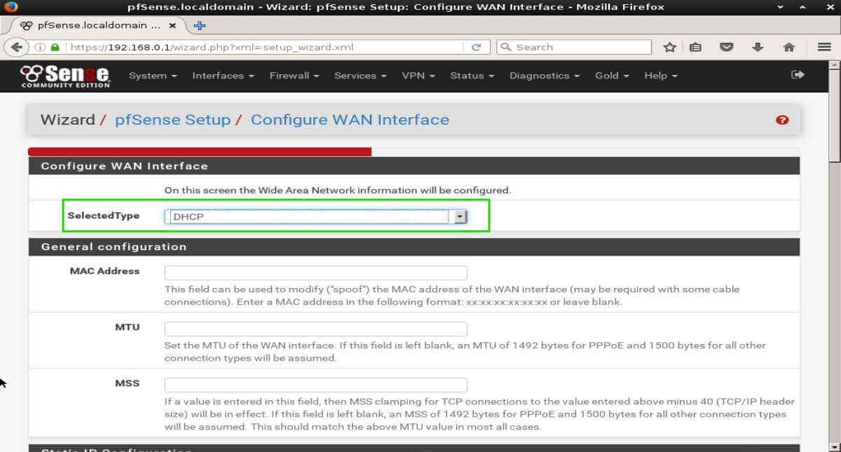 pfSense WAN Configuration