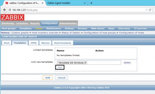 Zabbix Linked Windows Templates