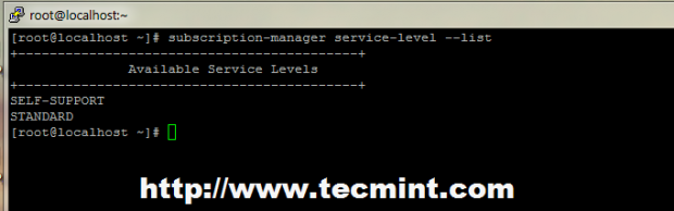 List RHEL Available Service Levels