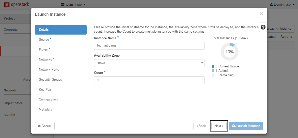 Add Hostname to OpenStack Instance