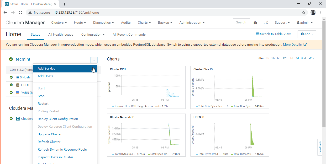 Add Service in Cloudera Manager