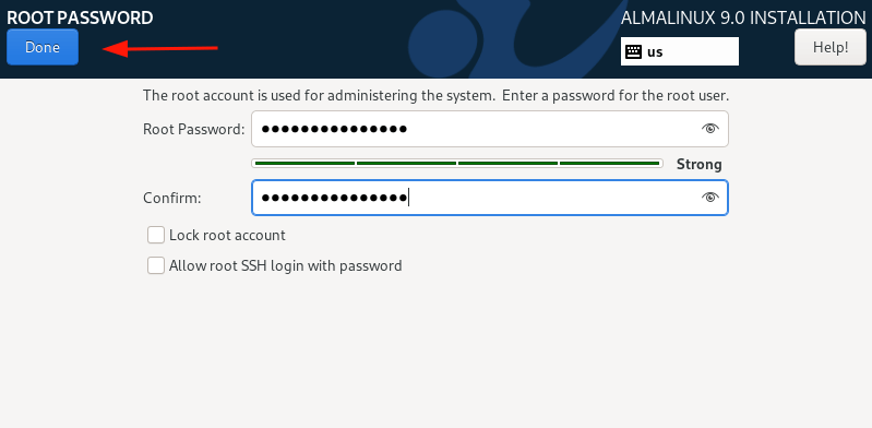 AlmaLinux Root Password