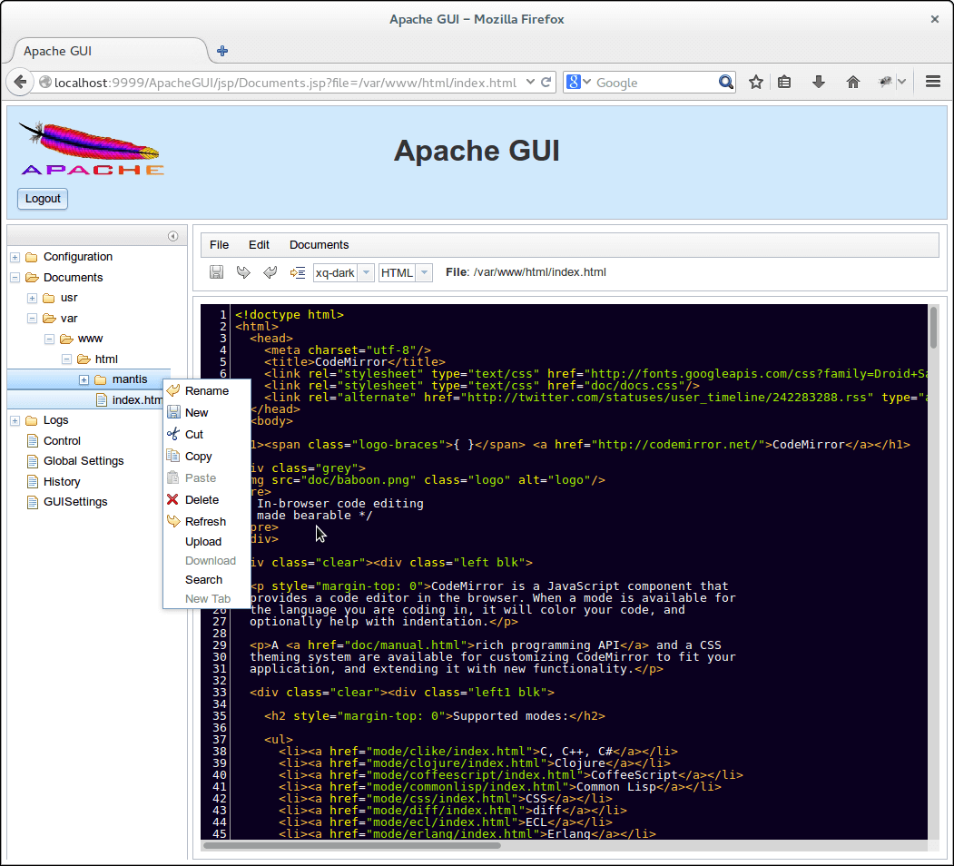 Apache Web Administration Tool