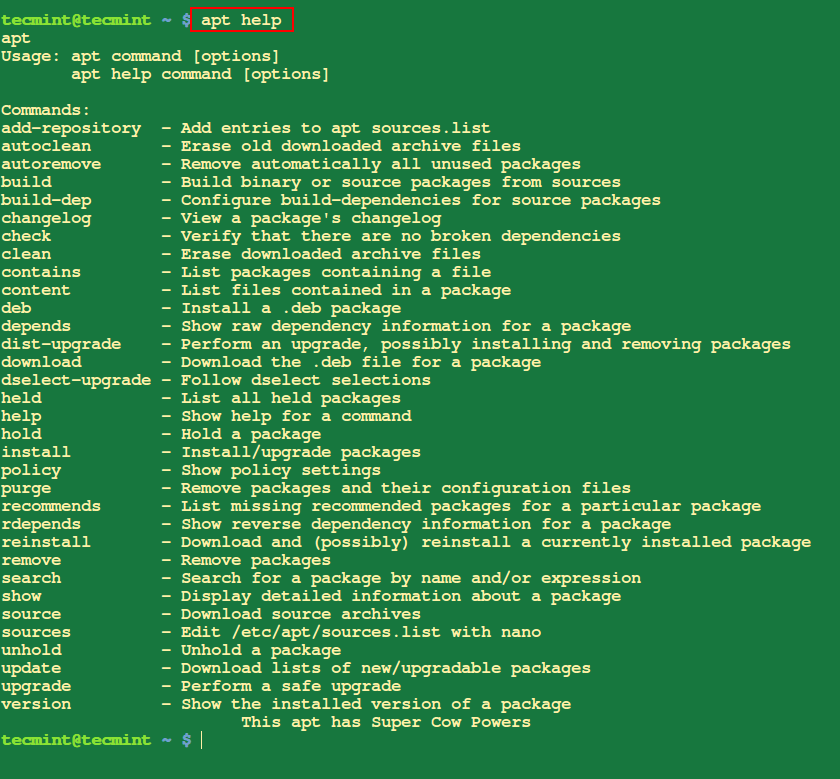 APT Command Help