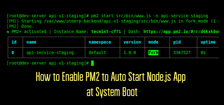 Enable PM2 to Auto Start Node.js App at Boot