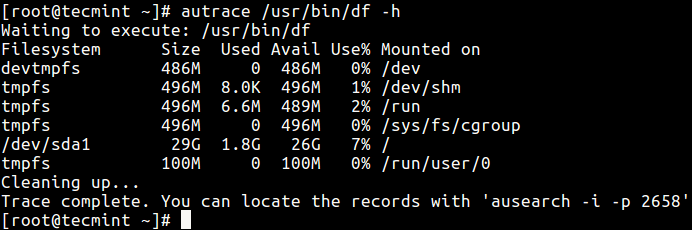 Trace df Command