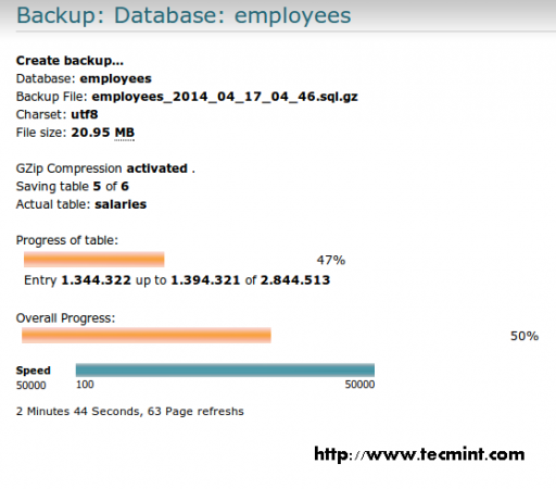 Database Backup Progress