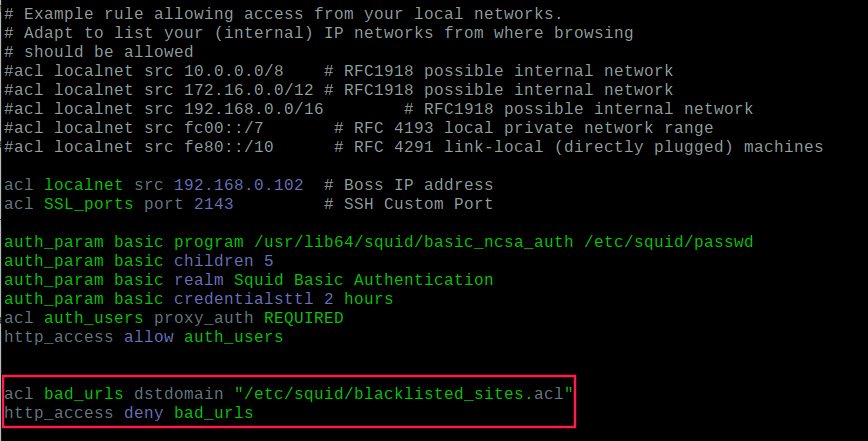 Block Websites in Squid