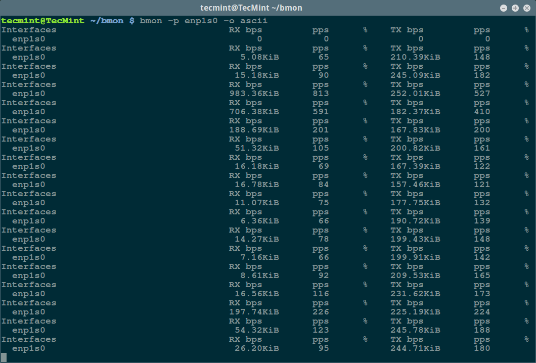 bmon - Ascii Output Mode