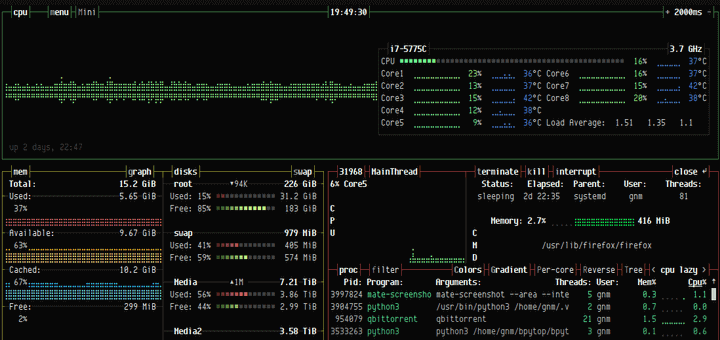 Bpytop Linux Resource Monitor Tool