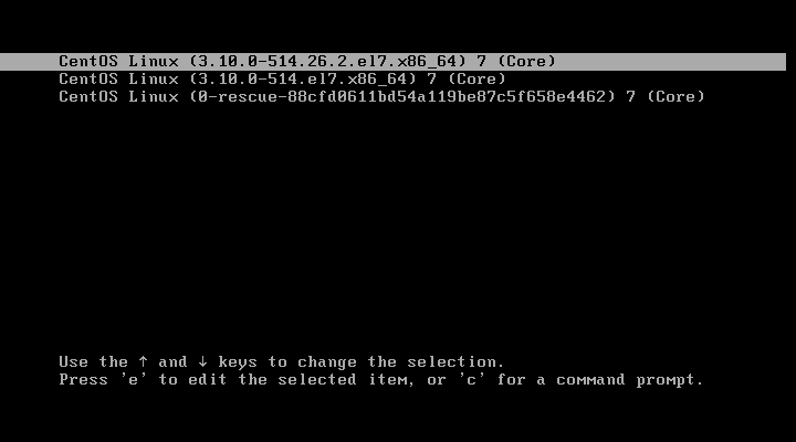 CentOS 7 Grub Menu