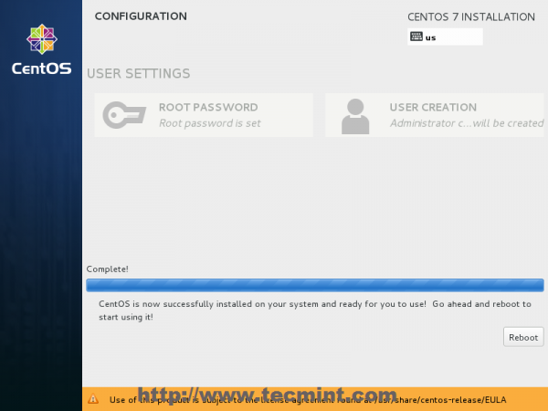CentOS 7 Installation Complete