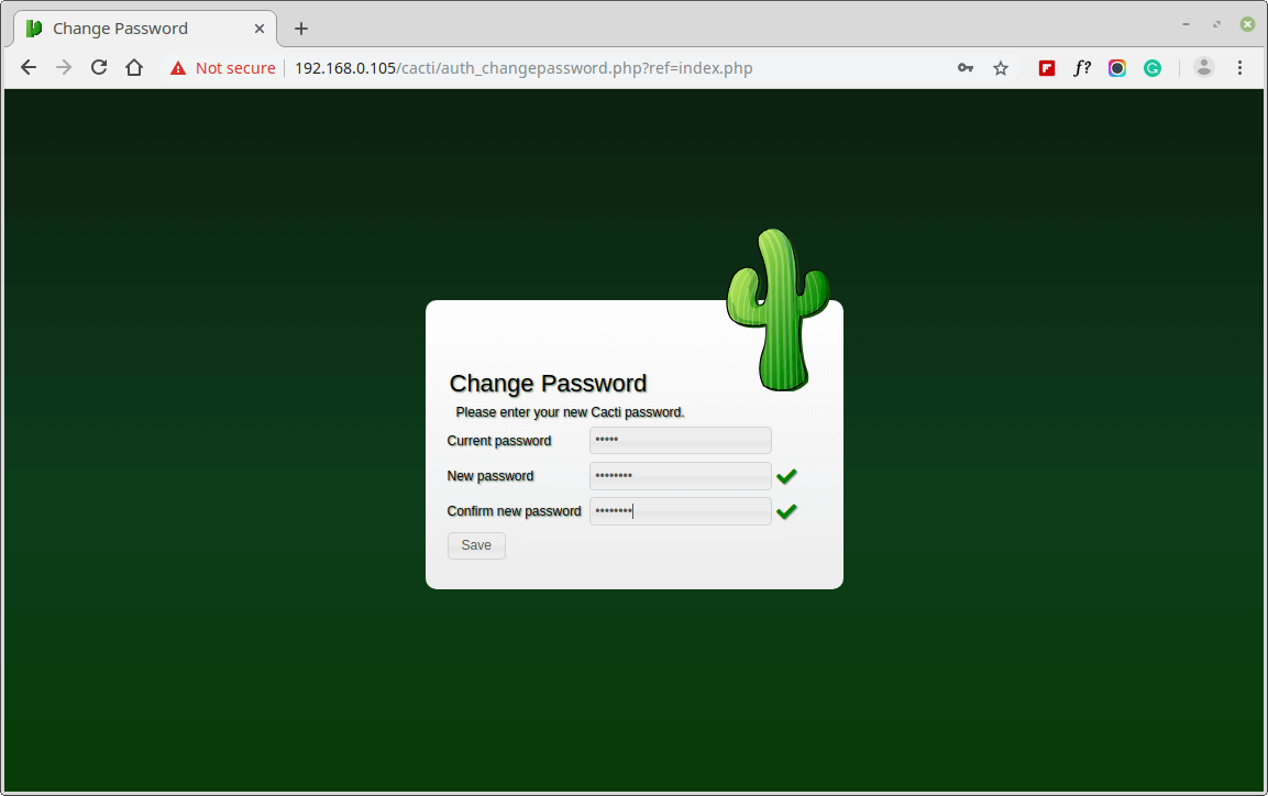 Change Cacti Admin Password