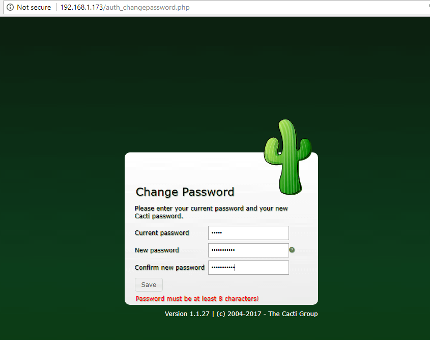 Change Cacti Admin Password