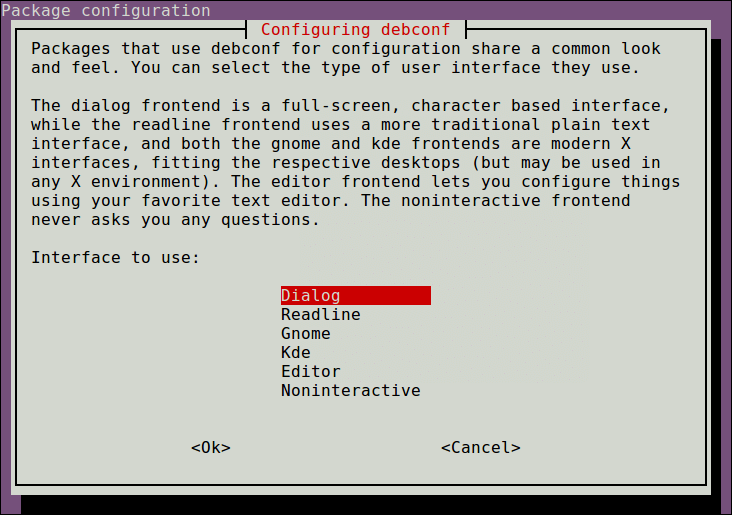 Change dpkg-reconfigure Frontend