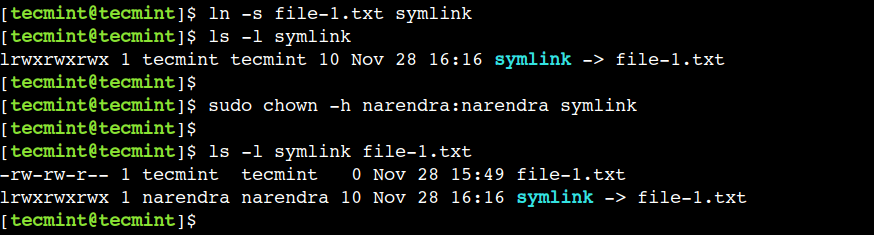 Change Ownership of Symbolic Link