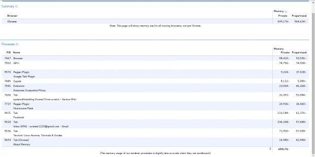 Check Chrome Memory Usage