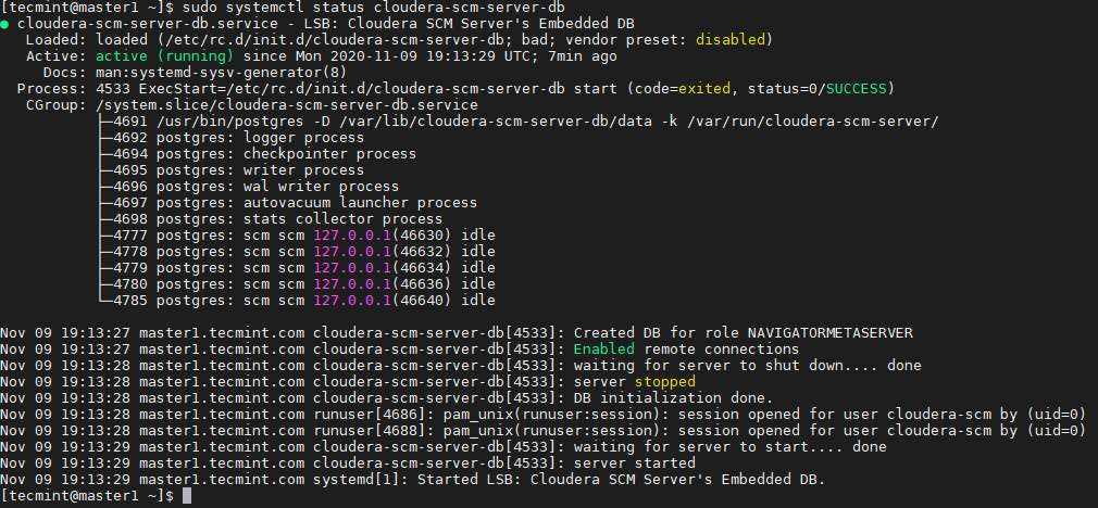 Check Cloudera Databasse Status