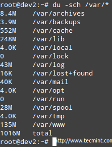 Find Size of all Directoires in Linux