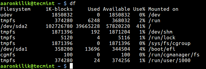 Check Filesystem Disk Space