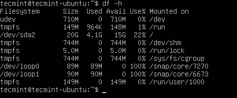 Check Filesystem Disk Usage in Ubuntu