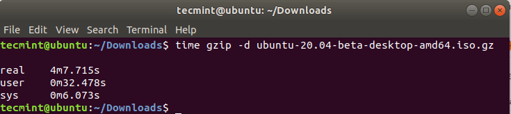 Check Gzip Decompression Time