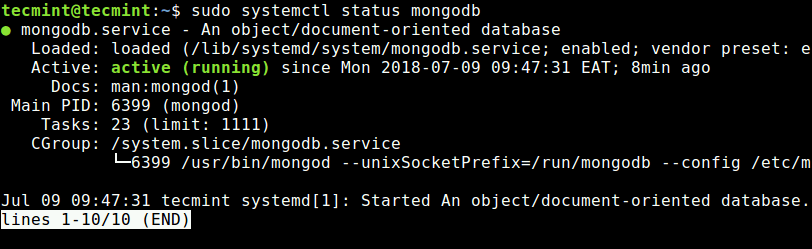 Check Mongodb Status