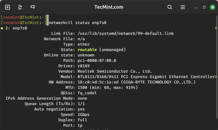 Check Network Interface Status