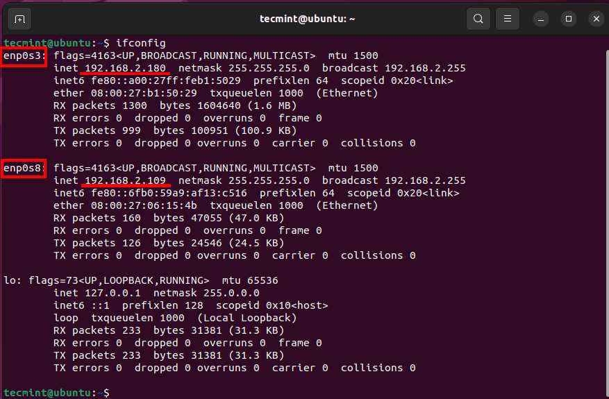 Check Network Interfaces in Ubuntu