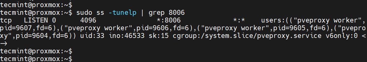 Check Proxmox VE Listening Port