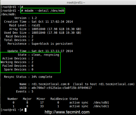 Check RAID Device Array