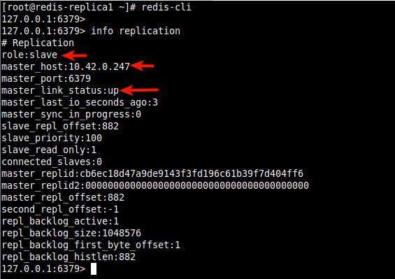 Check Redis Replication Info on Redis Replica 1