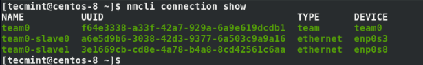 Check Team Network Interfaces