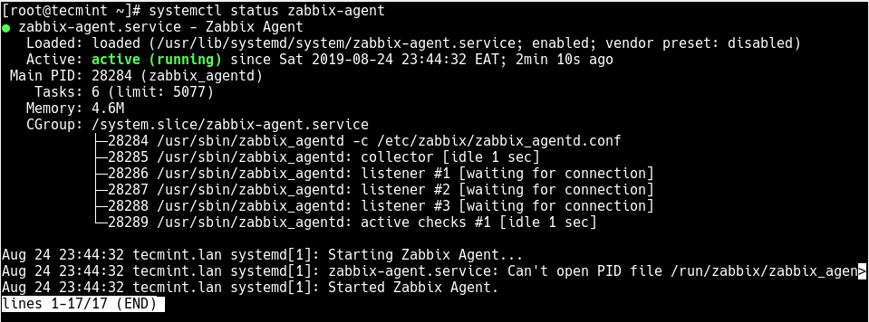 Check Zabbix Agent Status