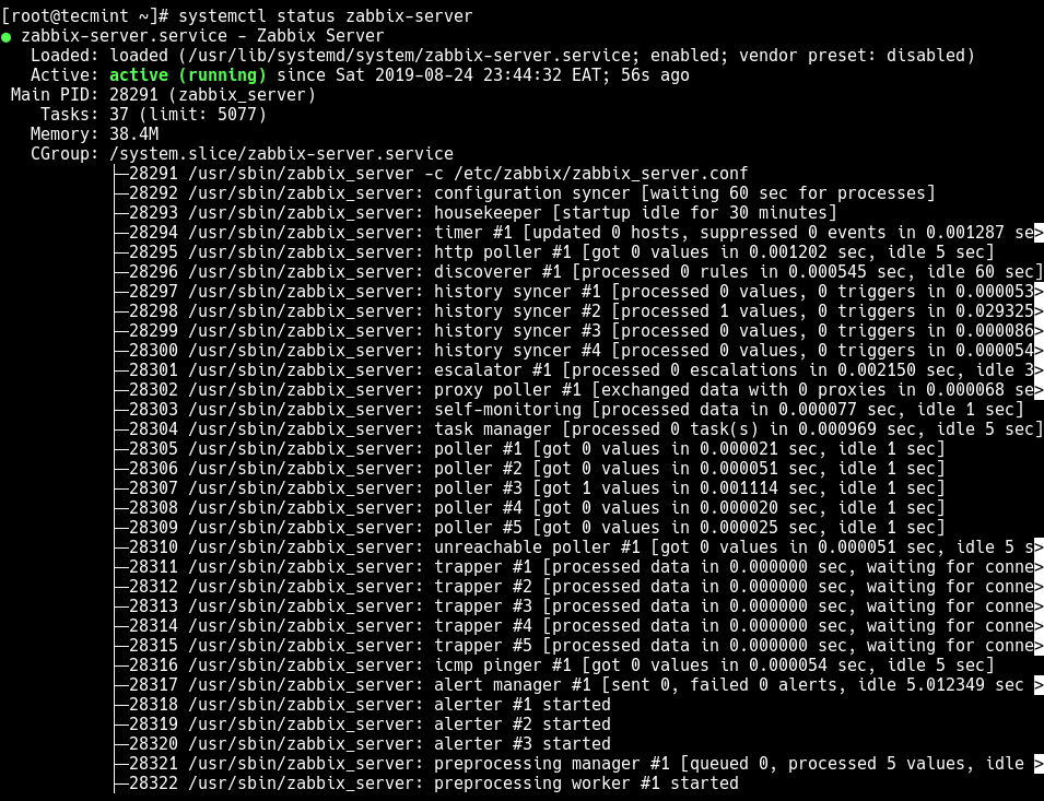 Check Zabbix Server Status