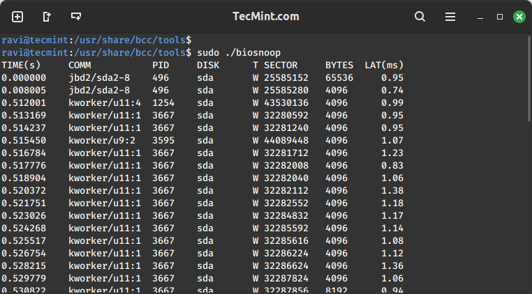 Checking Disk I/O Activity