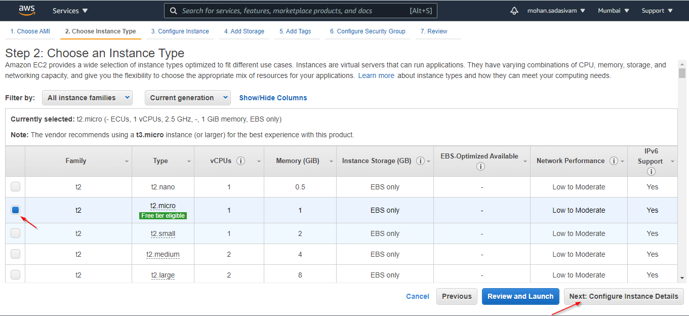 Choose Instance Type