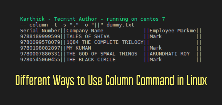 Column Command Examples