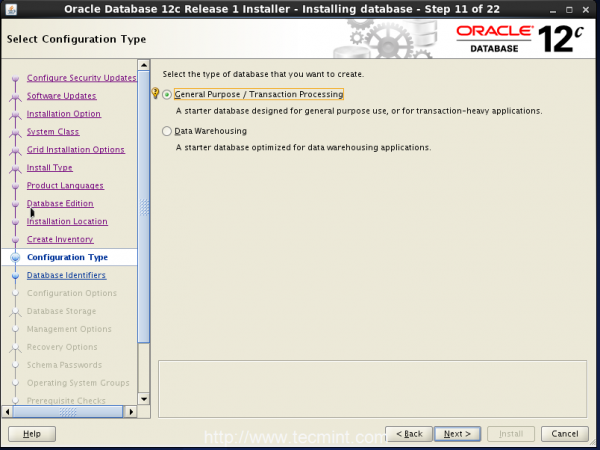 Oracle Configuration Type