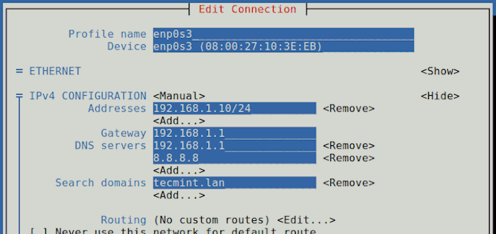 Configure Network Interface in CentOS 7