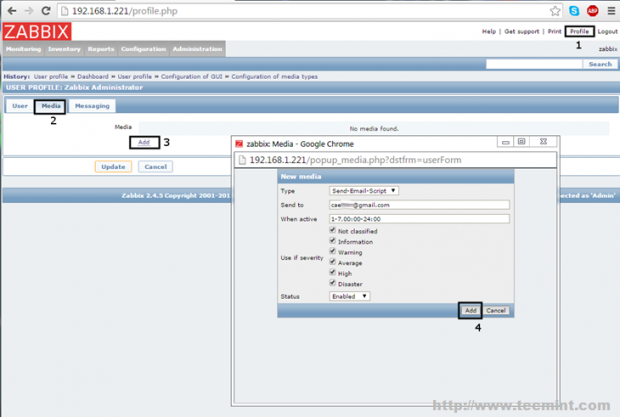 Configure Zabbix Mail Address